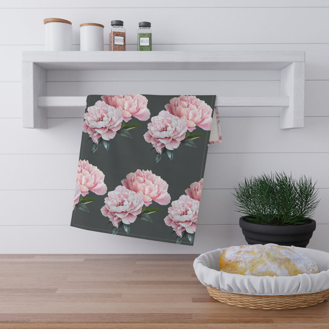 Pink Peonies Tea Towels (cotton, poly)