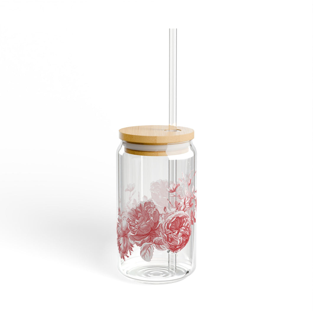 Red Toile Sipper Glass