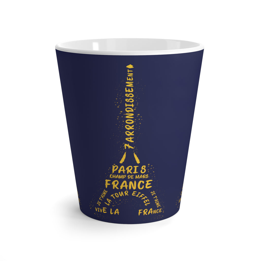 Eiffel Tour Latte Mug (Yellow & Navy)