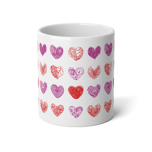 Doodle Hearts Jumbo Mug, 20oz