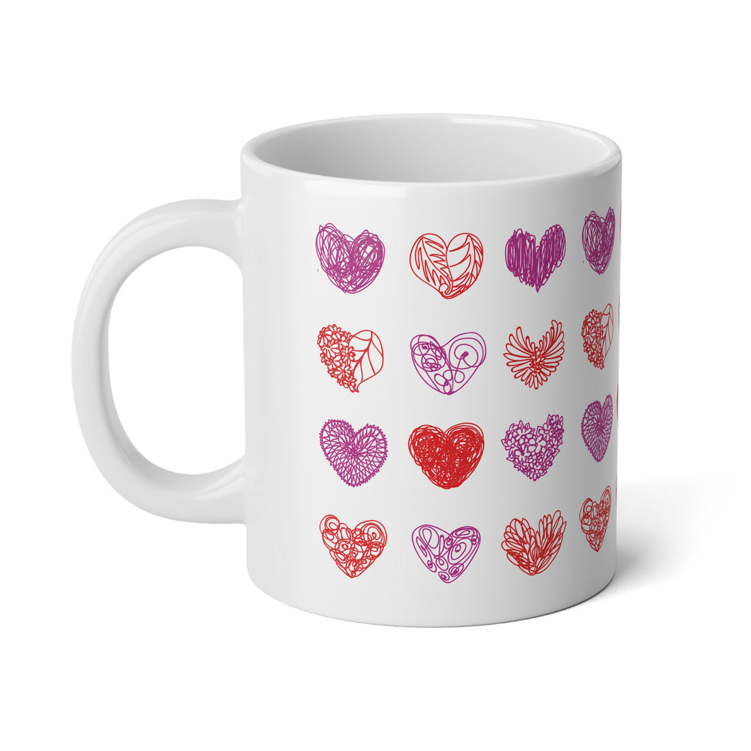 Doodle Hearts Jumbo Mug, 20oz