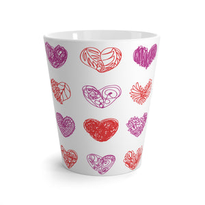 Doodle Hearts Latte Mug