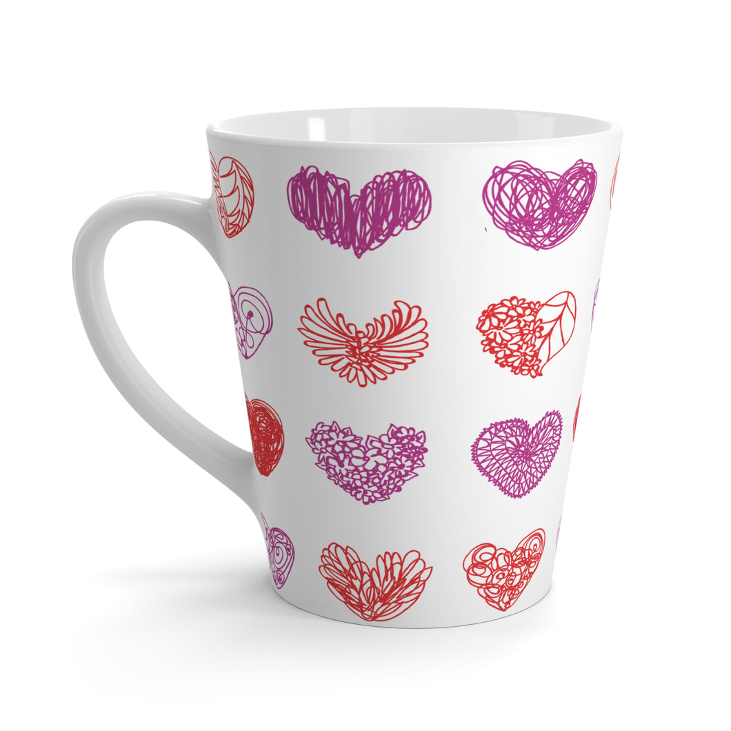 Doodle Hearts Latte Mug