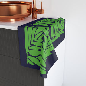 Fern in Navy hand towel