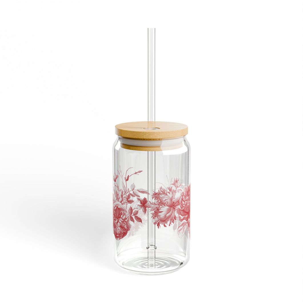 Red Toile Sipper Glass