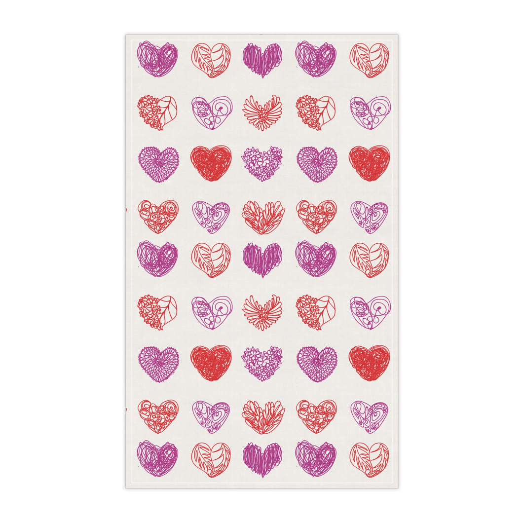 Doodle Hearts Kitchen Towel