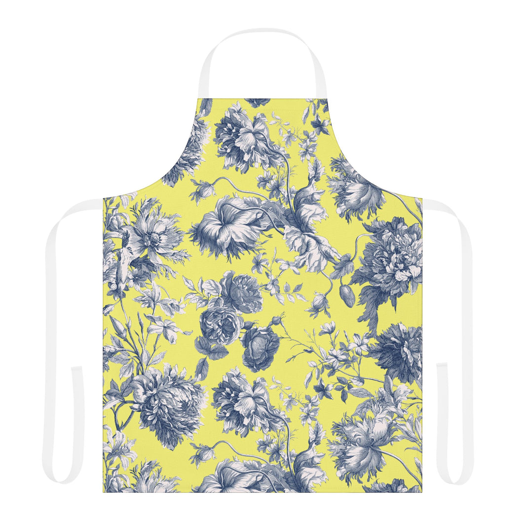 Yellow & Navy Toile apron