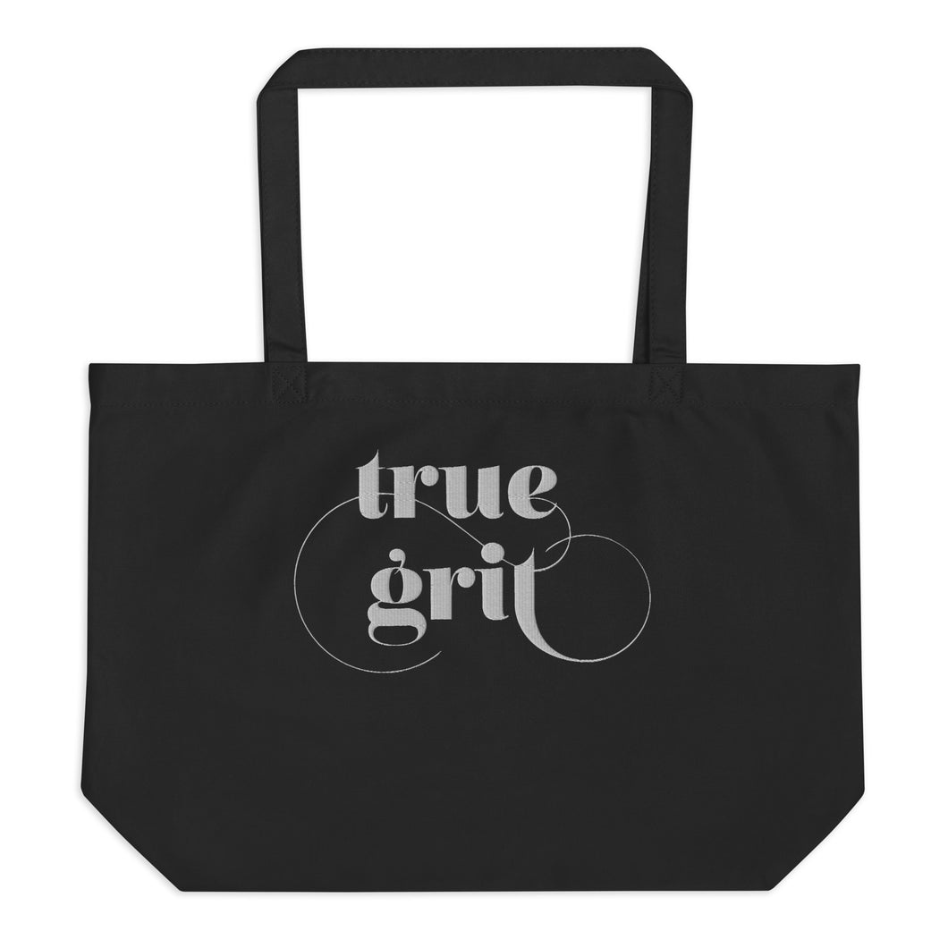 True Grit embroidered large organic tote bag