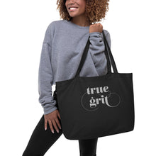 Load image into Gallery viewer, True Grit embroidered large organic tote bag