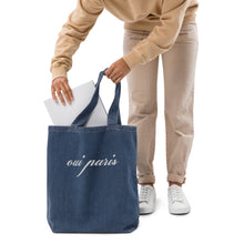 Load image into Gallery viewer, Oui Paris embroidered denim tote bag