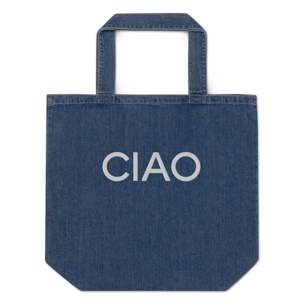 Ciao embroidered denim tote bag