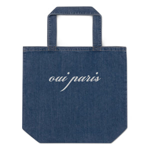Oui Paris embroidered denim tote bag