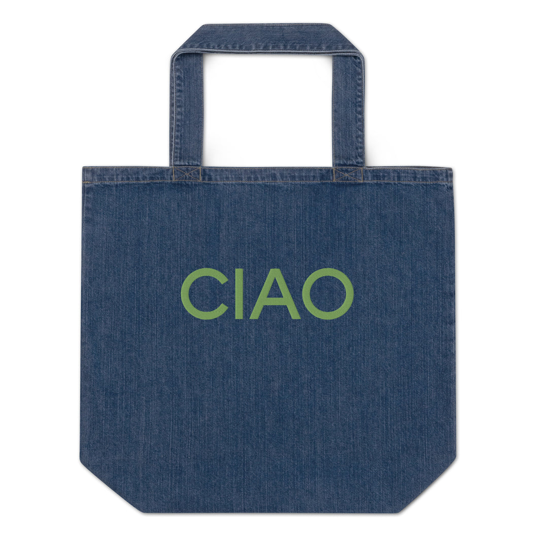 Ciao embroidered denim tote bag