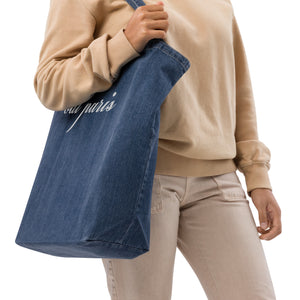 Oui Paris embroidered denim tote bag