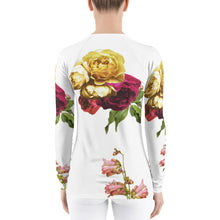 Load image into Gallery viewer, Roses on White - Women&#39;s Rash Guard
