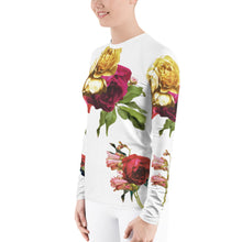 Load image into Gallery viewer, Roses on White - Women&#39;s Rash Guard