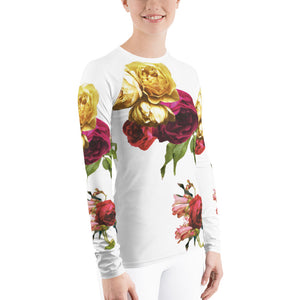 Roses on White - Women's Rash Guard