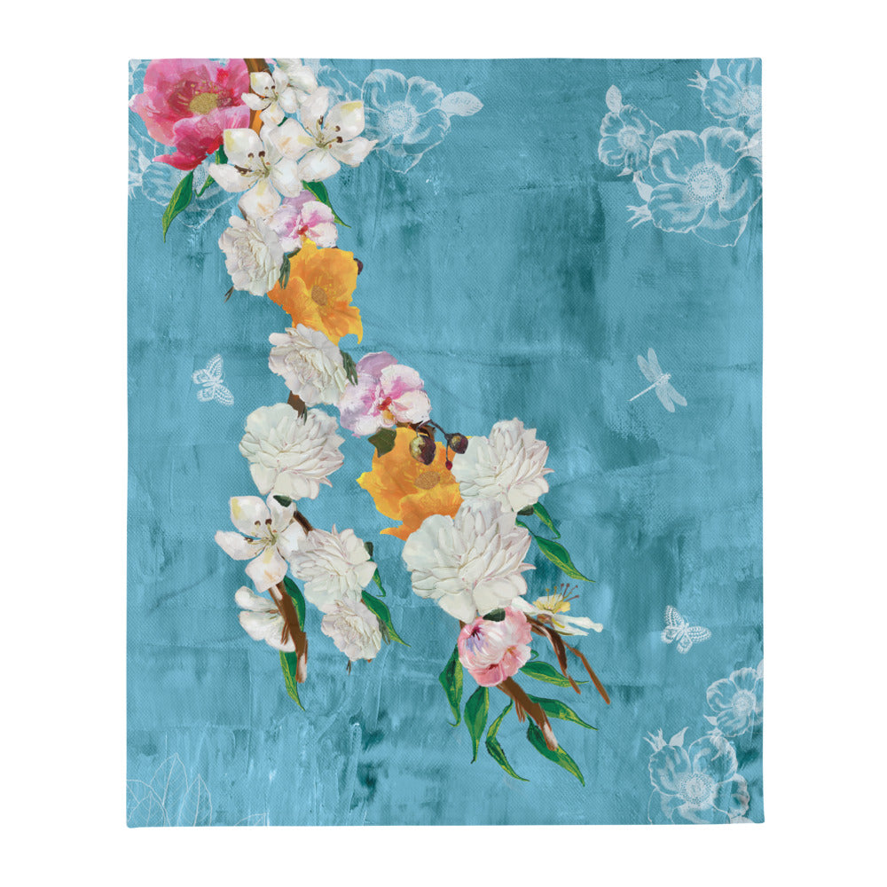 Chinoserie  in Blue throw blanket