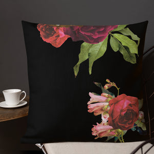 For the Love of Roses in Black Premium Pillow