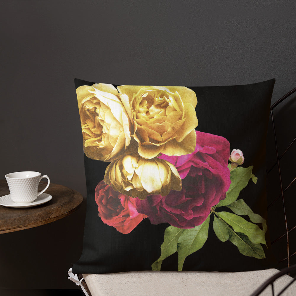 For the Love of Roses in Black Premium Pillow