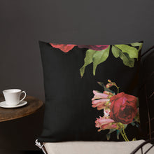 Load image into Gallery viewer, For the Love of Roses in Black Premium Pillow