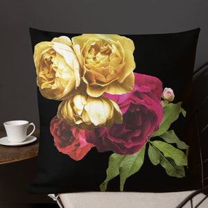 For the Love of Roses in Black Premium Pillow